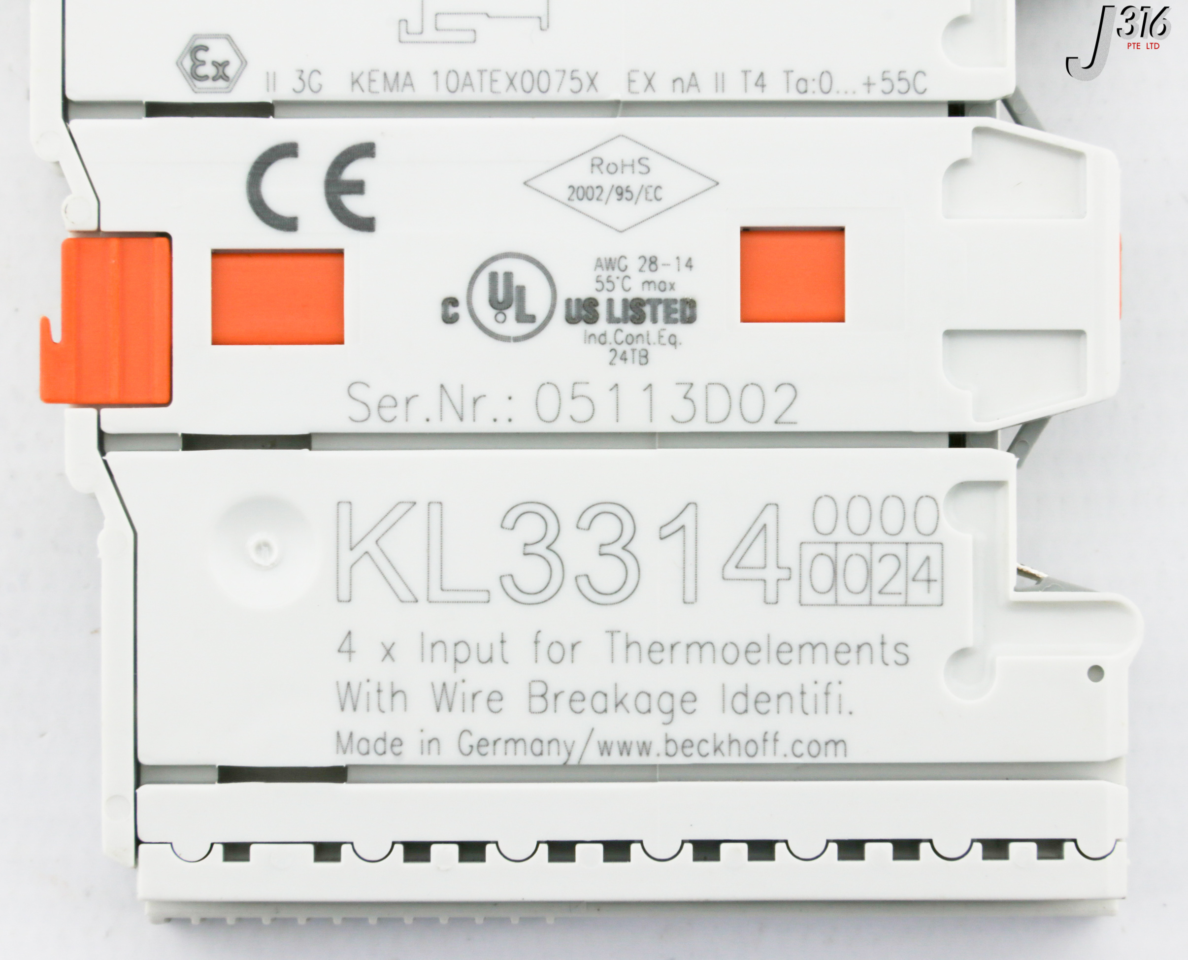31545 BECKHOFF 4-CHANNEL THERMOCOUPLE INPUT TERMINAL (NEW) KL3314